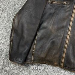 Vintage Wilsons Leather Jacket Mens 2XL Brown Moto Motorcycle Cafe Racer Heavy