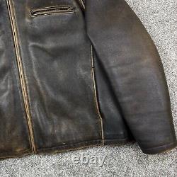 Vintage Wilsons Leather Jacket Mens 2XL Brown Moto Motorcycle Cafe Racer Heavy