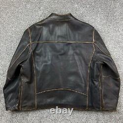 Vintage Wilsons Leather Jacket Mens 2XL Brown Moto Motorcycle Cafe Racer Heavy