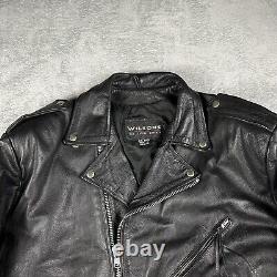 Vintage Wilsons Leather Jacket Mens XXL Big Black Biker Motorcycle Zipper 6631