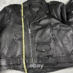 Vintage Wilsons Leather Jacket Mens XXL Big Black Biker Motorcycle Zipper 6631