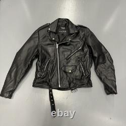 Vintage Wilsons Leather Motorcycle Jacket Black Belted Thinsulate Biker Mens M