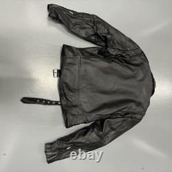 Vintage Wilsons Leather Motorcycle Jacket Black Belted Thinsulate Biker Mens M