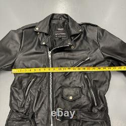 Vintage Wilsons Leather Motorcycle Jacket Black Belted Thinsulate Biker Mens M