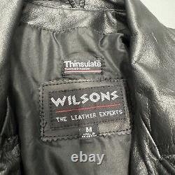 Vintage Wilsons Leather Motorcycle Jacket Black Belted Thinsulate Biker Mens M