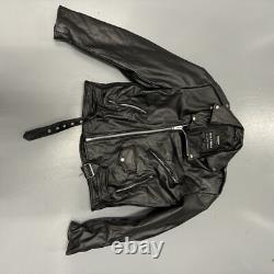 Vintage Wilsons Leather Motorcycle Jacket Black Belted Thinsulate Biker Mens M