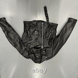 Vintage Wilsons Leather Motorcycle Jacket Black Belted Thinsulate Biker Mens M