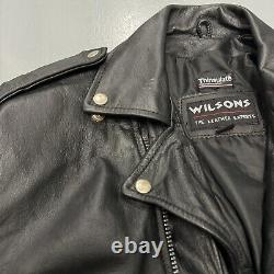 Vintage Wilsons Leather Motorcycle Jacket Black Belted Thinsulate Biker Mens M