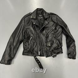Vintage Wilsons Leather Motorcycle Jacket Black Belted Thinsulate Biker Mens M