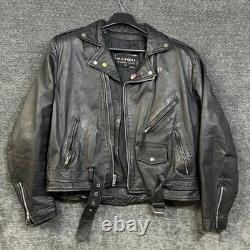 Vintage Wilsons Leather Motorcycle Jacket Mens Black Thinsulate Moto Biker XL