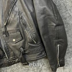 Vintage Wilsons Leather Motorcycle Jacket Mens Black Thinsulate Moto Biker XL