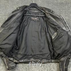 Vintage Wilsons Leather Motorcycle Jacket Mens Black Thinsulate Moto Biker XL