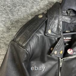 Vintage Wilsons Leather Motorcycle Jacket Mens Black Thinsulate Moto Biker XL
