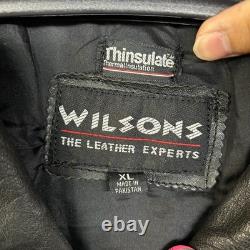 Vintage Wilsons Leather Motorcycle Jacket Mens Black Thinsulate Moto Biker XL