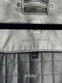 Vintage Wilsons Men's Leather Motorcycle Jacket Silver Gray L