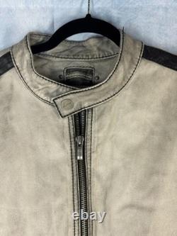 Vintage Wilsons Men's Leather Motorcycle Jacket Silver Gray L