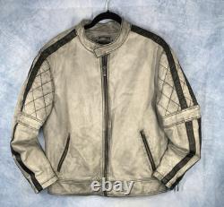 Vintage Wilsons Men's Leather Motorcycle Jacket Silver Gray L