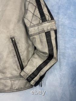 Vintage Wilsons Men's Leather Motorcycle Jacket Silver Gray L