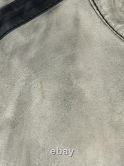 Vintage Wilsons Men's Leather Motorcycle Jacket Silver Gray L