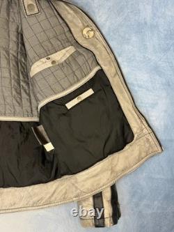Vintage Wilsons Men's Leather Motorcycle Jacket Silver Gray L
