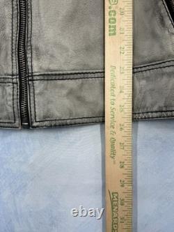 Vintage Wilsons Men's Leather Motorcycle Jacket Silver Gray L