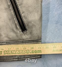 Vintage Wilsons Men's Leather Motorcycle Jacket Silver Gray L