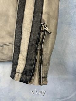 Vintage Wilsons Men's Leather Motorcycle Jacket Silver Gray L