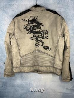 Vintage Wilsons Men's Leather Motorcycle Jacket Silver Gray L