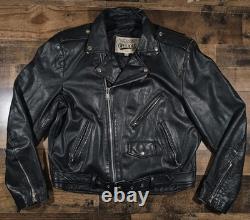 Vintage Wilsons Open Road Leather Motorcycle Jacket Mens 44 Large Black 80s 90s