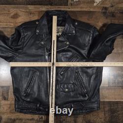 Vintage Wilsons Open Road Leather Motorcycle Jacket Mens 44 Large Black 80s 90s