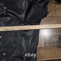 Vintage Wilsons Open Road Leather Motorcycle Jacket Mens 44 Large Black 80s 90s