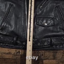 Vintage Wilsons Open Road Leather Motorcycle Jacket Mens 44 Large Black 80s 90s