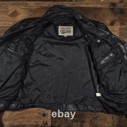 Vintage Wilsons Open Road Leather Motorcycle Jacket Mens 44 Large Black 80s 90s