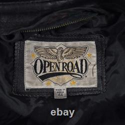 Vintage Wilsons Open Road Leather Motorcycle Jacket Mens 44 Large Black 80s 90s