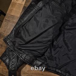 Vintage Wilsons Open Road Leather Motorcycle Jacket Mens 44 Large Black 80s 90s
