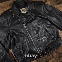 Vintage Wilsons Open Road Leather Motorcycle Jacket Mens 44 Large Black 80s 90s