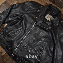 Vintage Wilsons Open Road Leather Motorcycle Jacket Mens 44 Large Black 80s 90s