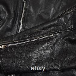 Vintage Wilsons Open Road Leather Motorcycle Jacket Mens 44 Large Black 80s 90s
