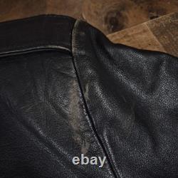 Vintage Wilsons Open Road Leather Motorcycle Jacket Mens 44 Large Black 80s 90s