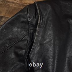 Vintage Wilsons Open Road Leather Motorcycle Jacket Mens 44 Large Black 80s 90s