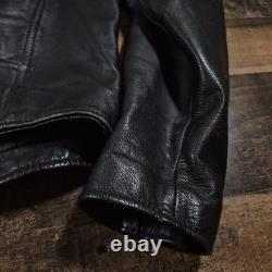 Vintage Wilsons Open Road Leather Motorcycle Jacket Mens 44 Large Black 80s 90s