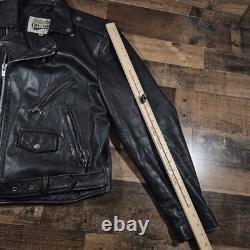 Vintage Wilsons Open Road Leather Motorcycle Jacket Mens 44 Large Black 80s 90s