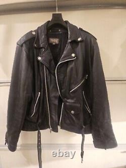 Vintage Wilsons Road Leather Motorcycle Biker Cafe Racer Jacket Coat Mens XL