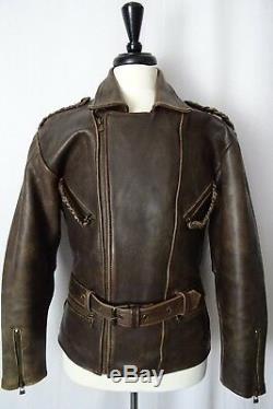 Vintage Wintex Leather Motorcycle Biker Flight Aviator Jacket Coat 38R AA1323