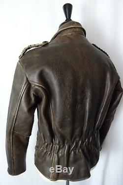 Vintage Wintex Leather Motorcycle Biker Flight Aviator Jacket Coat 38R AA1323