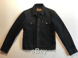 Vintage Wmns Black Suede Levis Leather Trucker Jacket size Large S
