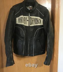 Vintage Womans Harley Davidson Leather Jacket XL Black/White