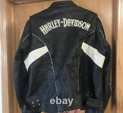 Vintage Womans Harley Davidson Leather Jacket XL Black/White