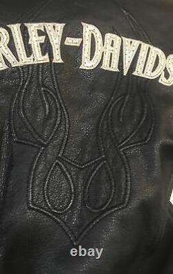 Vintage Womans Harley Davidson Leather Jacket XL Black/White
