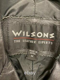 Vintage Women's Wilsons Black Leather Cropped Motorcycle Jacket Sz M Biker